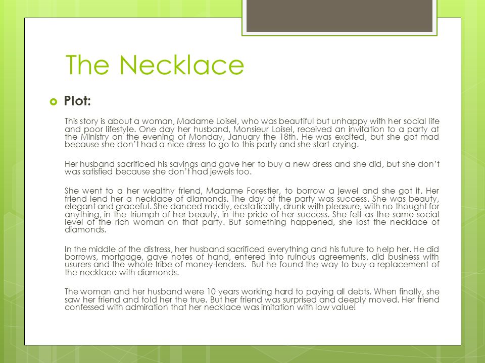 The Necklace Summary